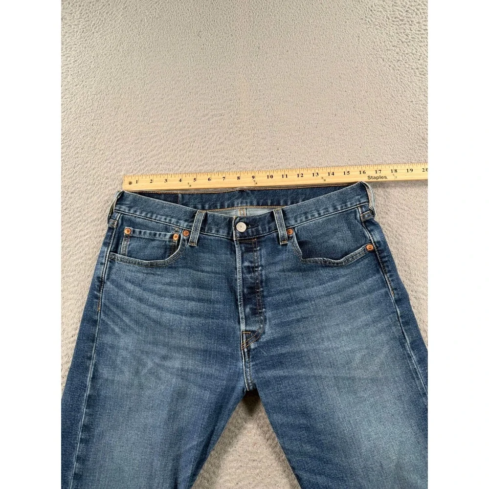 Levis 501 Jeans Men 32x32 Blue Denim Straight Leg Button Fly Mid Rise Distressed